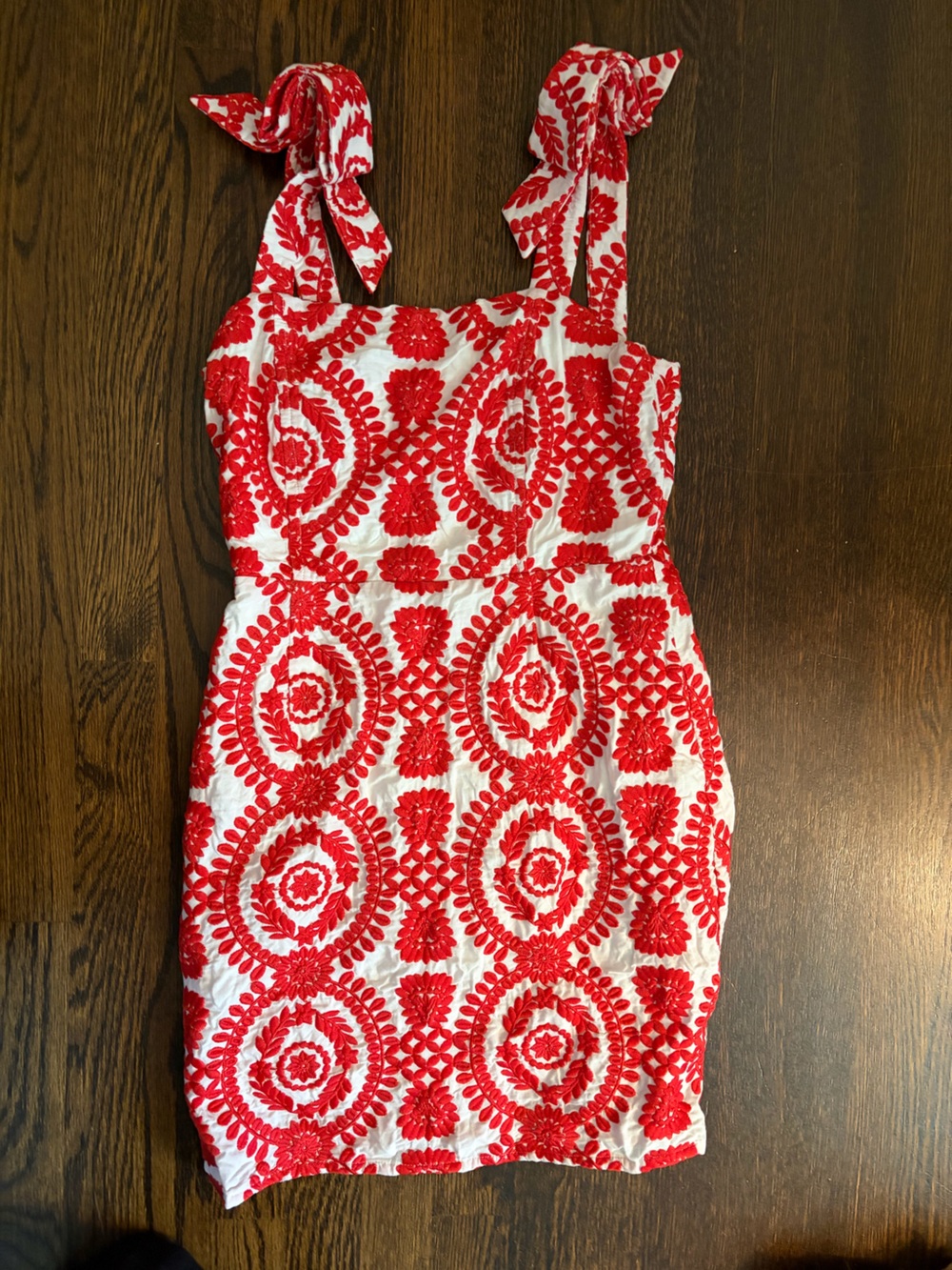 Adelyn Rae sundress Red and White Embroidered M